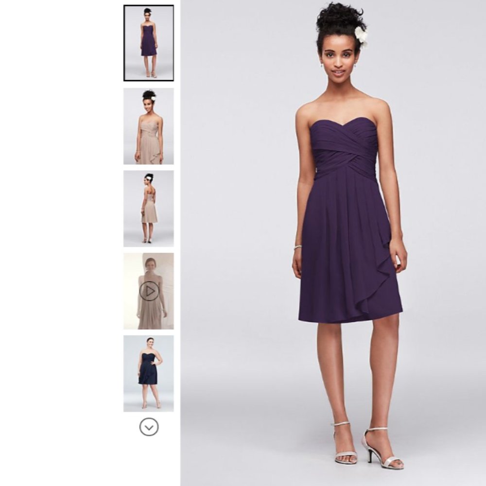 DAVID'S BRIDAL Crinkle Chiffon Strapless Dress